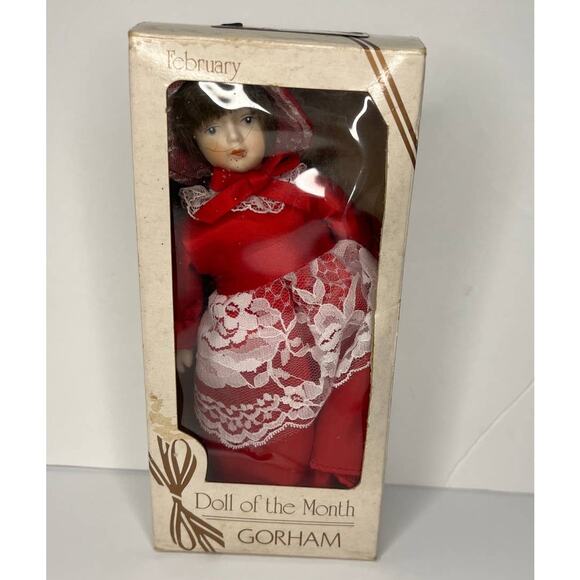 Porcelain Doll of the Month Gorham Collectible Doll February 1983 8" Bisque Doll - Picture 4 of 5